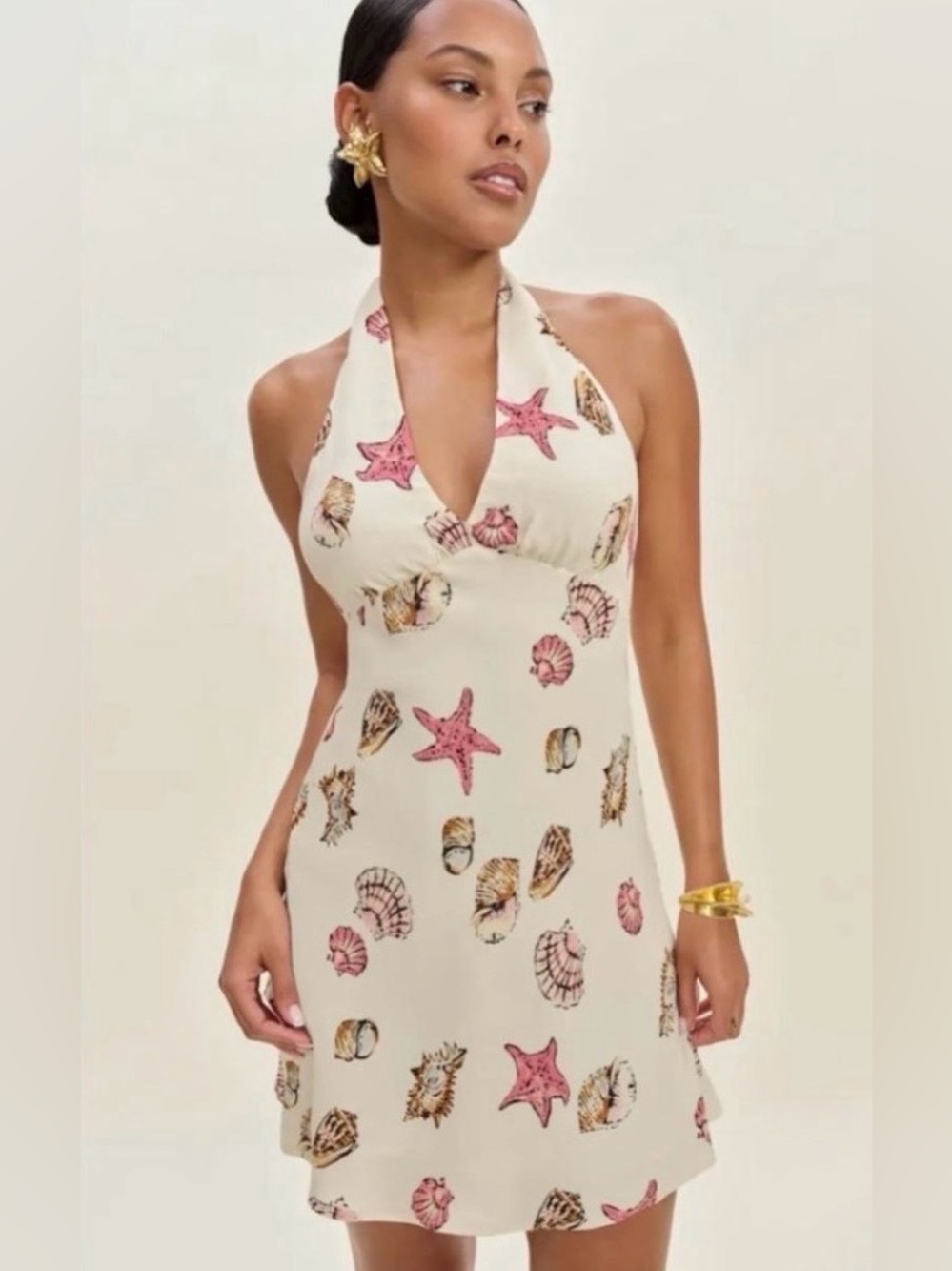 Reformation Delanie Women's Halter Dress Size XSmall Seashell White Beach Mini